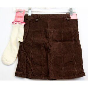 NWT 2005 Gymboree Tyrolean Lure 2 Pc Brown Corduroy Skirt Set Socks sz 9 Heart